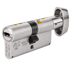 Cilindro tx90ng tesa perfil euro botón de 45bx45, leva r15, acabado níquel. 5 llaves.