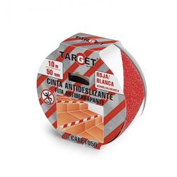 CINTA ADHESIVA ANTIDESLIZANTE ROJA/BLANCA DE 10 MX50 MM
