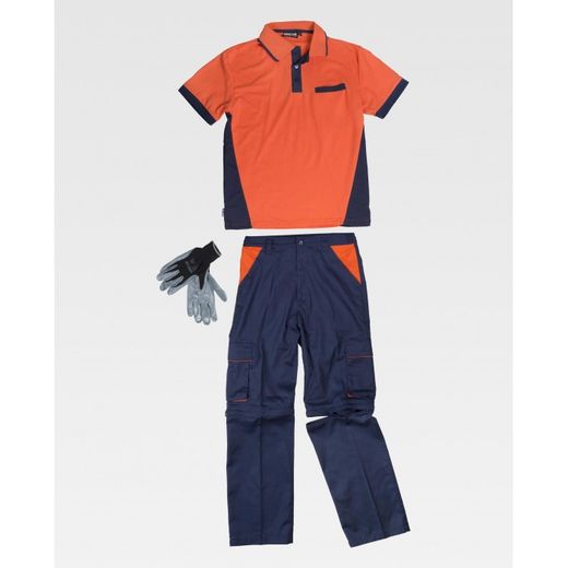 CONJUNTO PANTALON, CAMISETA, GUANTES REF.WSET1465 MARINO+NARANJA T-L