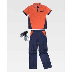 CONJUNTO PANTALON, CAMISETA, GUANTES REF.WSET1465 MARINO+NARANJA T-XXL