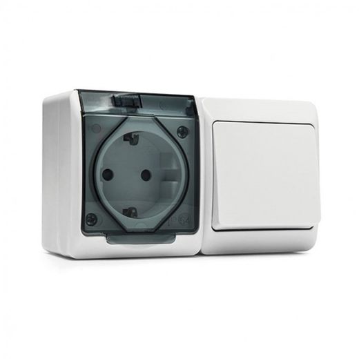 CONMUTADOR + BASE TT ESTANCO 16A-250V BLANCO