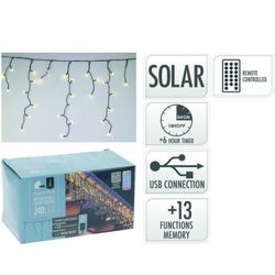CORTINA 240 LED SOLAR LUZ BLANCA CALIDA