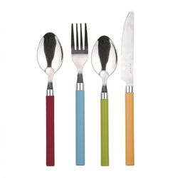 CUBIERTOS MGO PLAST HAPPIE COLORS 24 PZ