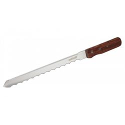 CUCHILLO PARA AISLANTES CON MANGO DE MADERA 275 MM DE LARGO, CUCHILLA MAQUINADA POR AMBOS LADOS CON DENTADO ESPECIAL PAR