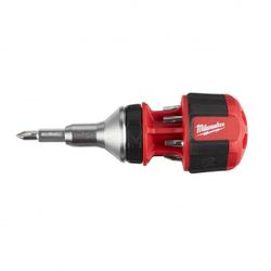 DESTORNILLADOR MULTIPUNTAS COMPACTO 8 EN 1 CON CARRACAPH1 /PH2PZ1 / PZ2TX15PLANA 5 Y 6,5MM¼” VASO HEX