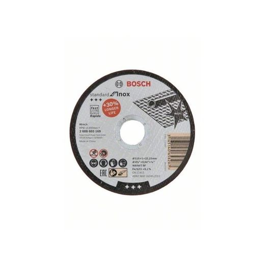 DISCO DE CORTE RECTO STANDARD INOX:115X1MM