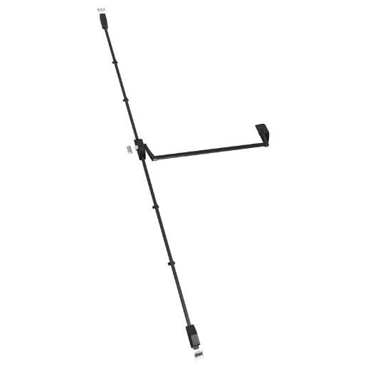 Dispositivo antipánico de empuje, modelo de sobreponer con tres puntos de cierre de la gama universal en acabado negro-negro.