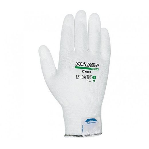 DY004/8 GUANTE FIBRA DYNEEMA RECUBIERTO DE PU SIN COSTURAS PUÑO ELASTIC BLANCO T-8