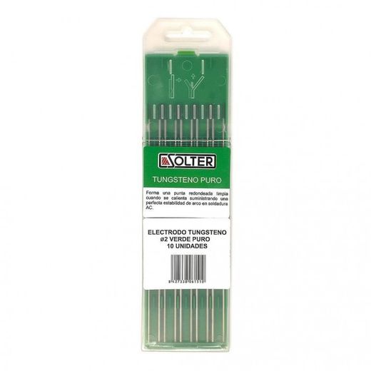 ELECTRODO TUNGSTENO D2 VERDE 10 UDS.