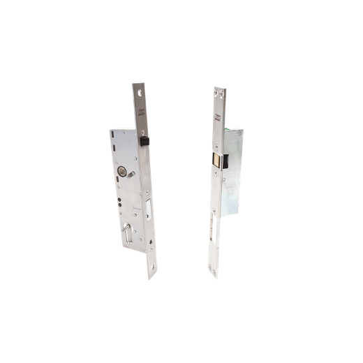 Cerradura automática + cerradero eléctrico. Frente y cerraderos de acero inoxidable. 12vac/vdc. Entrada 30mm.