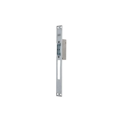Cerradero eléctrico std. Automático con desbloqueo. Frente largo con cerraduras de palanca basculante inox. Seguridad positiva 24vdc.