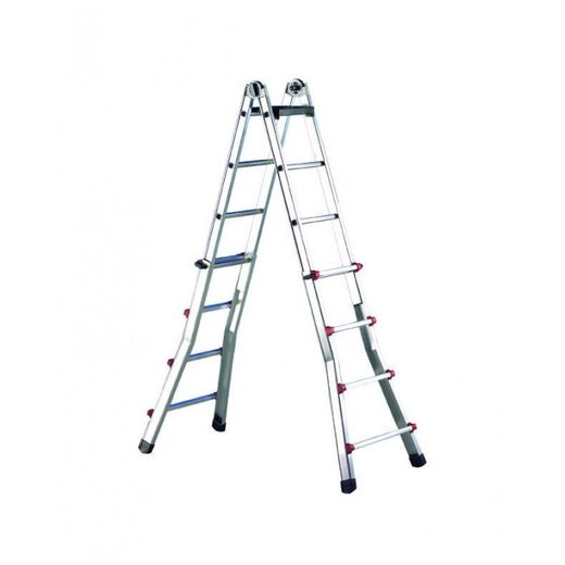 ESCALERA TELESCOPICA TIJERA Y APOYO ALUMINIO ESCALISIMA 6+6 PELD. EN131