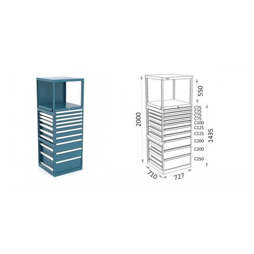 ESTANTERIA MODULAR CON CAJONES 115 E 1 4 15