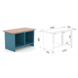 ESTRUCTURA BANCO MODULAR MADERA DM DE 1500 --MONTADO