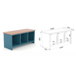 ESTRUCTURA BANCO MODULAR MADERA DM DE 2000 -MONTADA