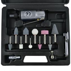 ESTUCHE DE 16 PIEZAS CON AMOLADORA NEUMATICA