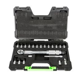 ESTUCHE DE 21 PUNTAS Y ADAPTADORES DE 1/4" CON LLAVE DINAMOMÉTRICA