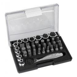 ESTUCHE DE 38 PIEZAS CON CARRACA MINI DE 1/4"
