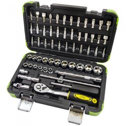 ESTUCHE DE HERRAMIENTAS 3/8" DE 59 PIEZAS CON VASOS HEXAGONALES