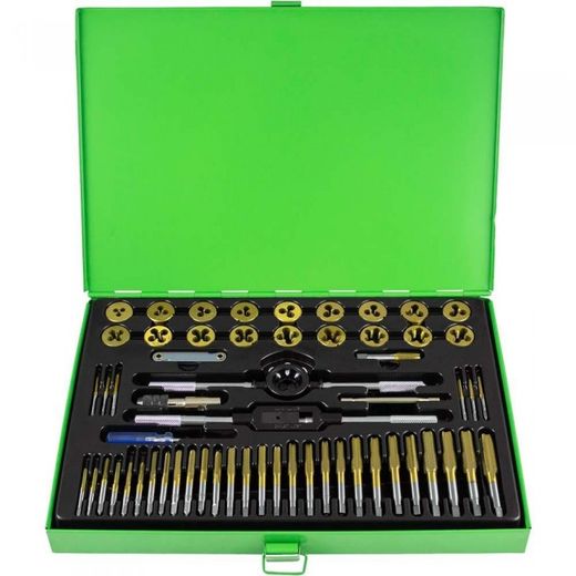 ESTUCHE METRICO CON 58 PIEZAS DE MACHOS Y TERRAJAS RECUBIERTAS DE TITANIO