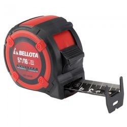 FLEXOMETRO BIMATERIAL 5M CINTA NEGRA EN PULGADAS Y MM