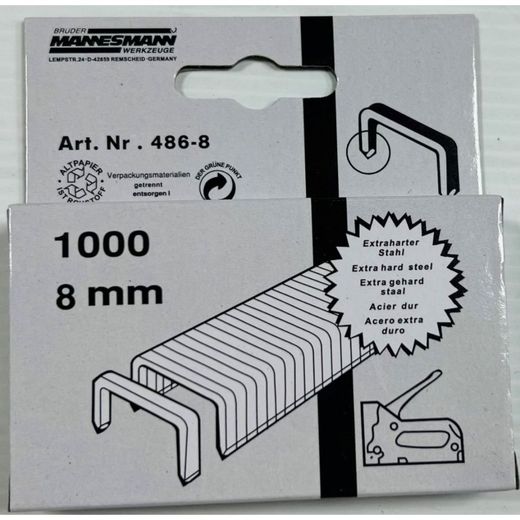GRAPA 486 PARA GRAPADORA MANUAL M483 LARGO 8. CAJA DE 1 MILLAR