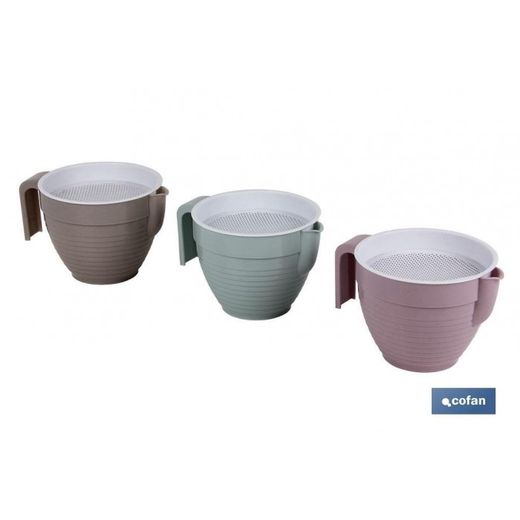 GRASERA COLADOR 500ML MODELO ALBAHACA VERDE AGUA 16.5X12X10CM
