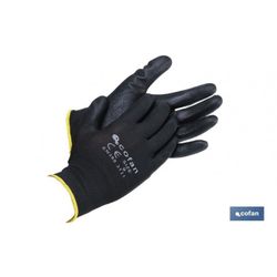 GUANTE 100% POLIEST.IMPREG. PU NEGRO T-7