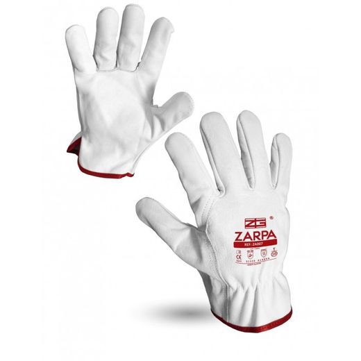 GUANTE DE PIEL FLOR CON RIBETE ROJO. FLEXIBLE Y TRANSPIRABLE T-9 GROSOR 1,1 - 1,3 MM