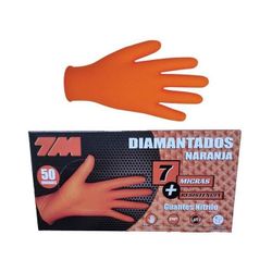 GUANTE NITRILO NARANJA DIAMANTADO TALLA M. CAJA 50