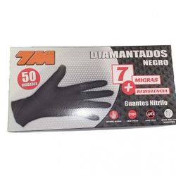 GUANTE NITRILO NEGRO DIAMANTADO TALLA L. CAJA 50