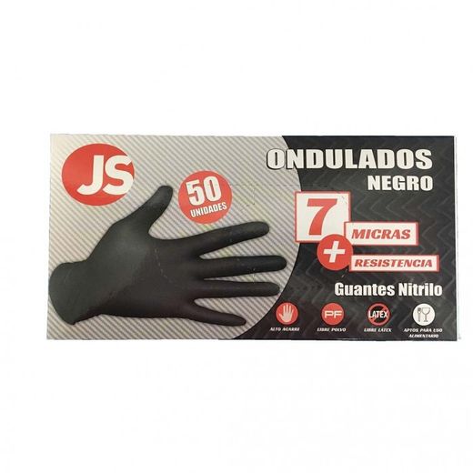 GUANTE NITRILO NEGRO DIAMANTADO TALLA M. CAJA 50