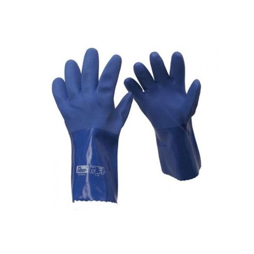 GUANTE PVC AZUL INTERIOR MALLA ALGODON T.10