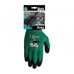 *H257/9 GUANTE NYLON PALMA RECUBIERTA DE LATEX CON MICROVENTOSAS VERDE/NEGRO CON CART