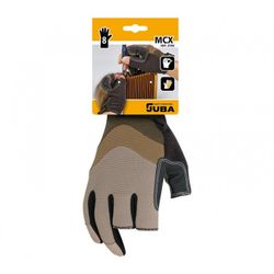 H273K/8 GUANTE PIEL SINTETICA + RFZO PVC EN PALMA Y DORSO DE ELASTANO, MARRON NEGRO CON CARTONCILLO.