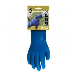 H5656/9 GUANTE PVC S/SOPORTE DE ALGODON SIN COSTURAS SUPERFICIE ARENOSA LARCO 30 CM AZUL.