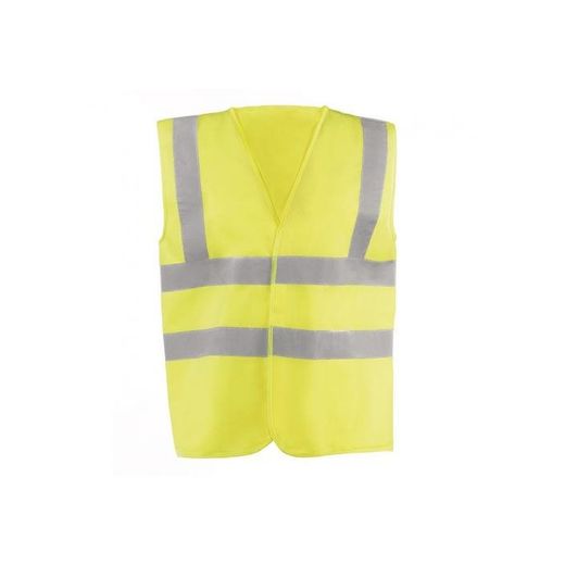 HV714YEL/M CHALECO BASICO 100% POLIESTER CON BANDAS REFLECTANTES CIERRE VELCRO COLOR AMAR