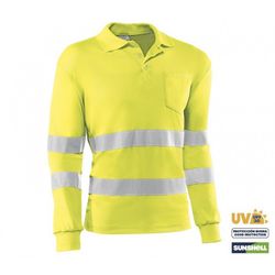 HV720ML/XXL POLO MANGA LARGA 100% POLIESTER DE 140 GR./M² CON BANDAS REFLECTANTES CO