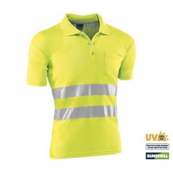 HV720/XXL POLO MANGA CORTA 100% POLIESTER DE 140 GR./M² CON BANDAS REFLECTANTES CO