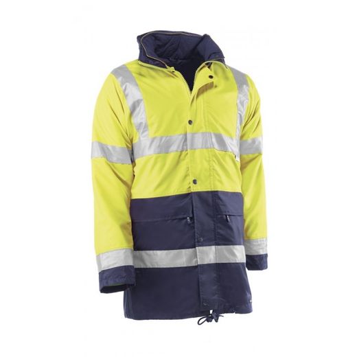 HV780/L PARKA DESMONTABLE 100% POLIESTER OXFORD/PU BANDAS REFLECTANTES 3M AMARILLO FLUO
