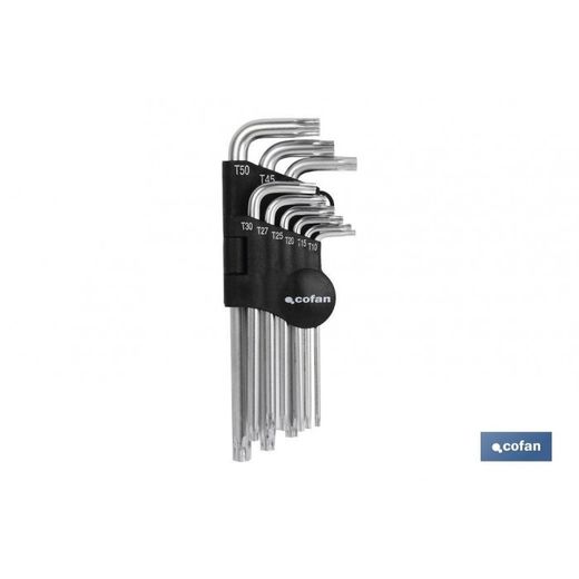 JGO. 9 LLAVES ACODADAS TORX (T-10 - T-50)