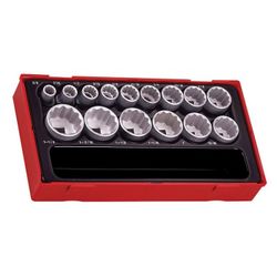 JUEGO DE 15 VASOS BIHEXAGONALES 1/2”, SERIE REGULAR, PULGADAS TT1215AF