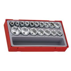 JUEGO DE 17 VASOS HEXAGONALES 1/2" TT1217-6