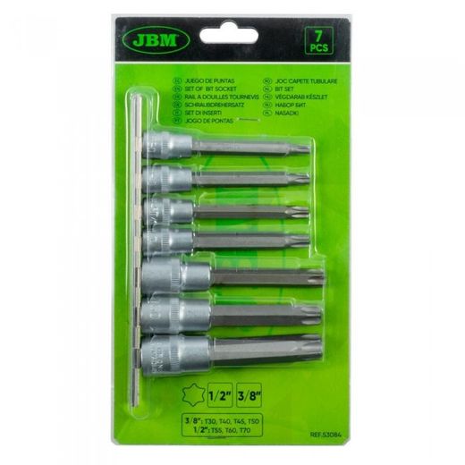 JUEGO DE 7 PUNTAS TORX DE 3/8" Y 1/2"