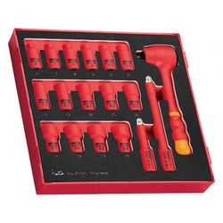 JUEGO DE LLAVE DE CARRACA 3/8" Y LLAVES DE VASO HEXAGONALES TEDV3818