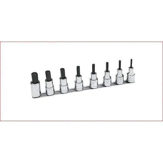 JUEGO DE VASOS CON PUNTA Y CUADRADILLO DE 1/2" PARA TORNILLO DE CABEZA HEXAGON