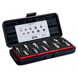 JUEGO DE VASOS CON PUNTA Y CUADRADILLO DE 1/2" PARA TORNILLO DE CABEZA TORX