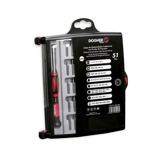 JUEGO PUNTAS PRECISION CON DESTORNILLADOR 51PCS