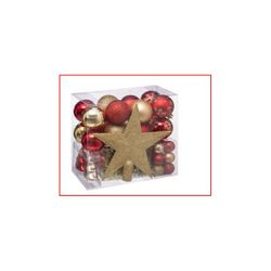KIT DECORACION NAVIDAD 44 PZAS. ROJO/DORADO