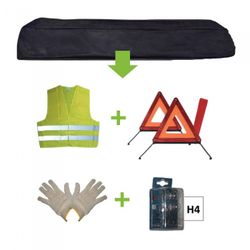 KIT EMERGENCIA BOLSA NEGRA + MK H4 + CHALECO + TRIANG. + GUANTES